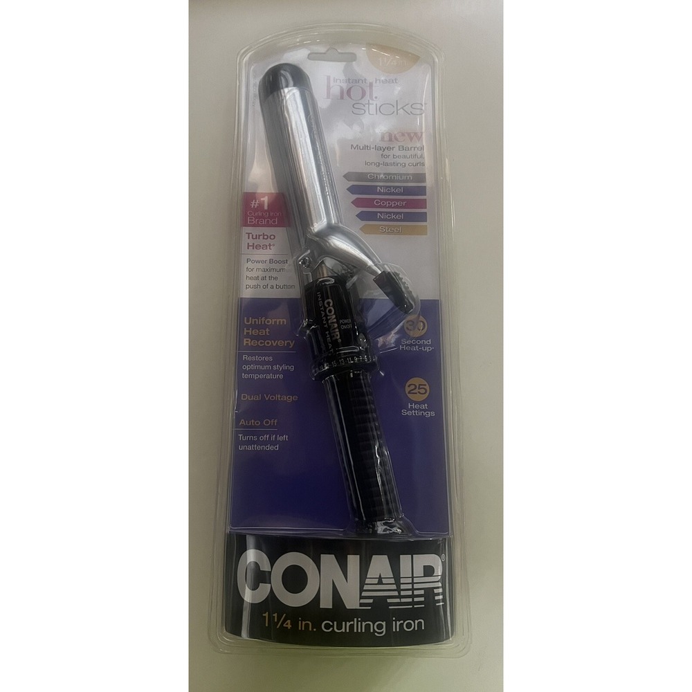 Conair NIB 1.25 CURLING IRON Hot Sticks 25 HEAT SETTINGS / 30 SECOND/ AUTO
